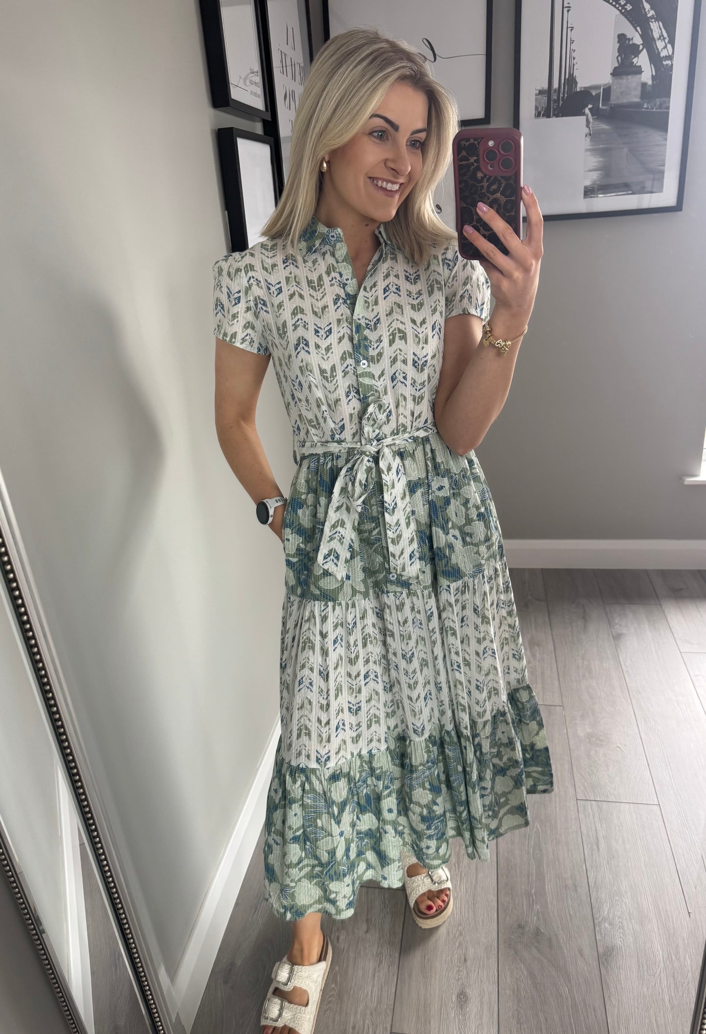Blue/Green Print Maxi Dress
