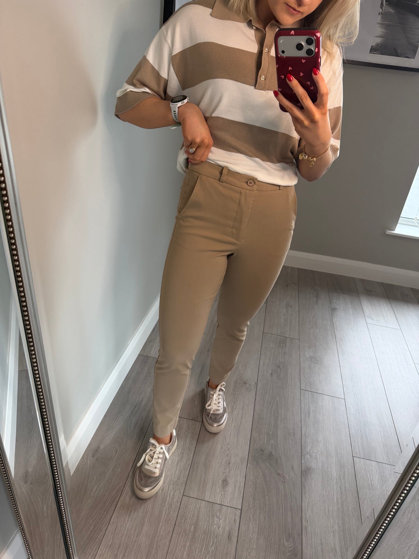 Freequent Beige Bengaline Trousers