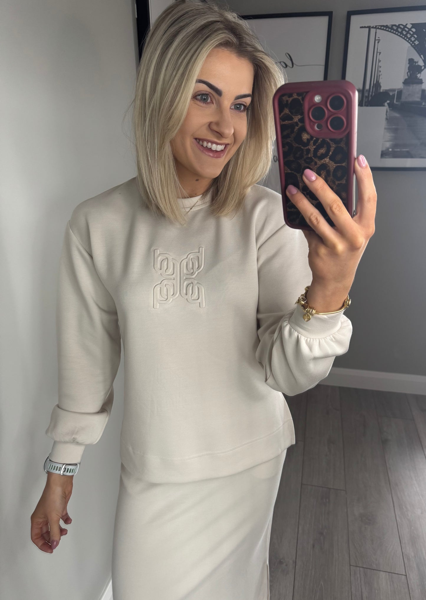B.Young BYpusti Beige Slit Sweatshirt