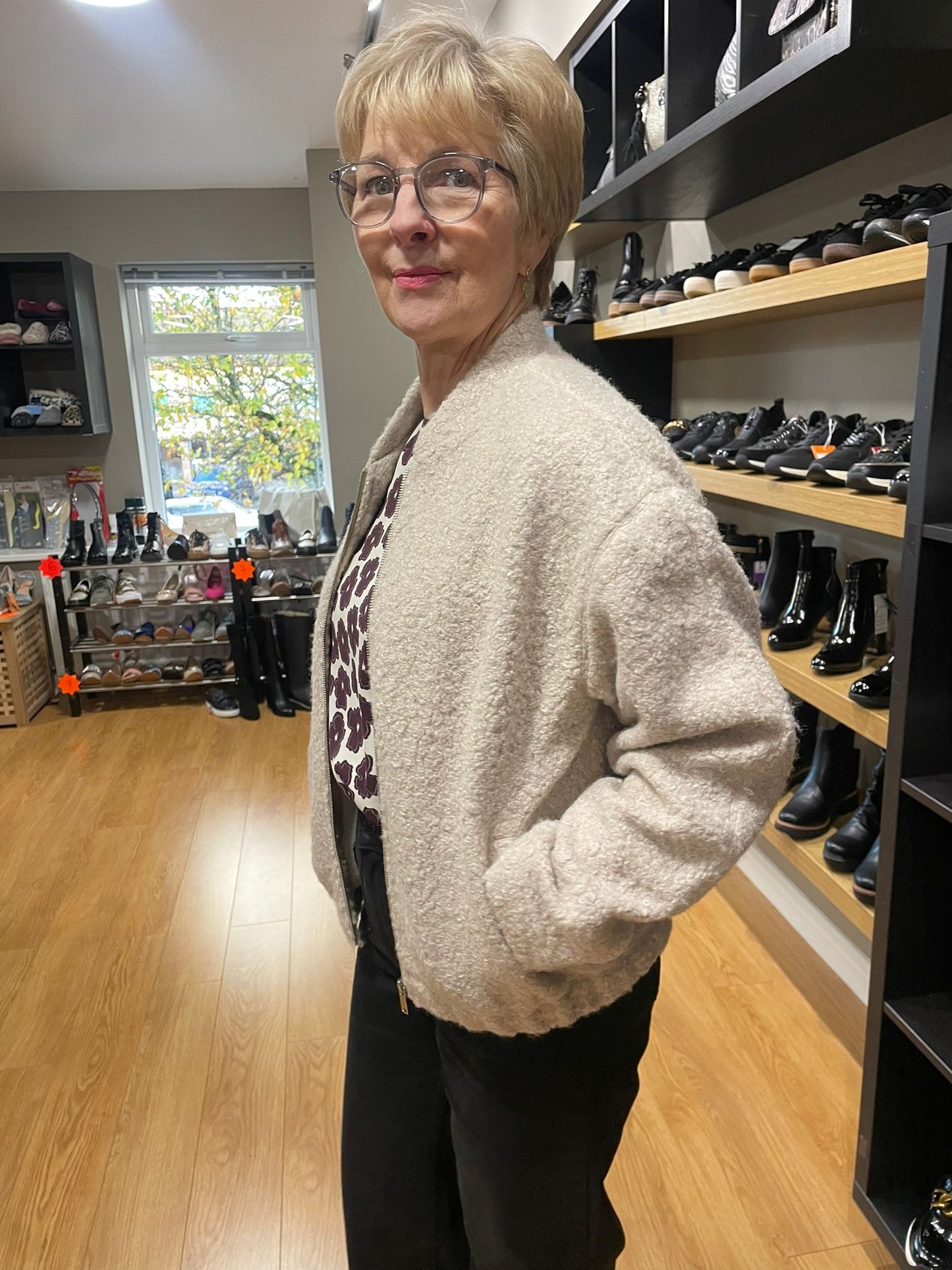 Yest Sand Boucle Bomber Jacket