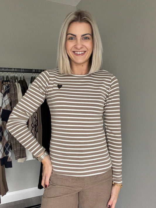 Kaffe Liddy Desert Taupe/Chalk T-Shirt