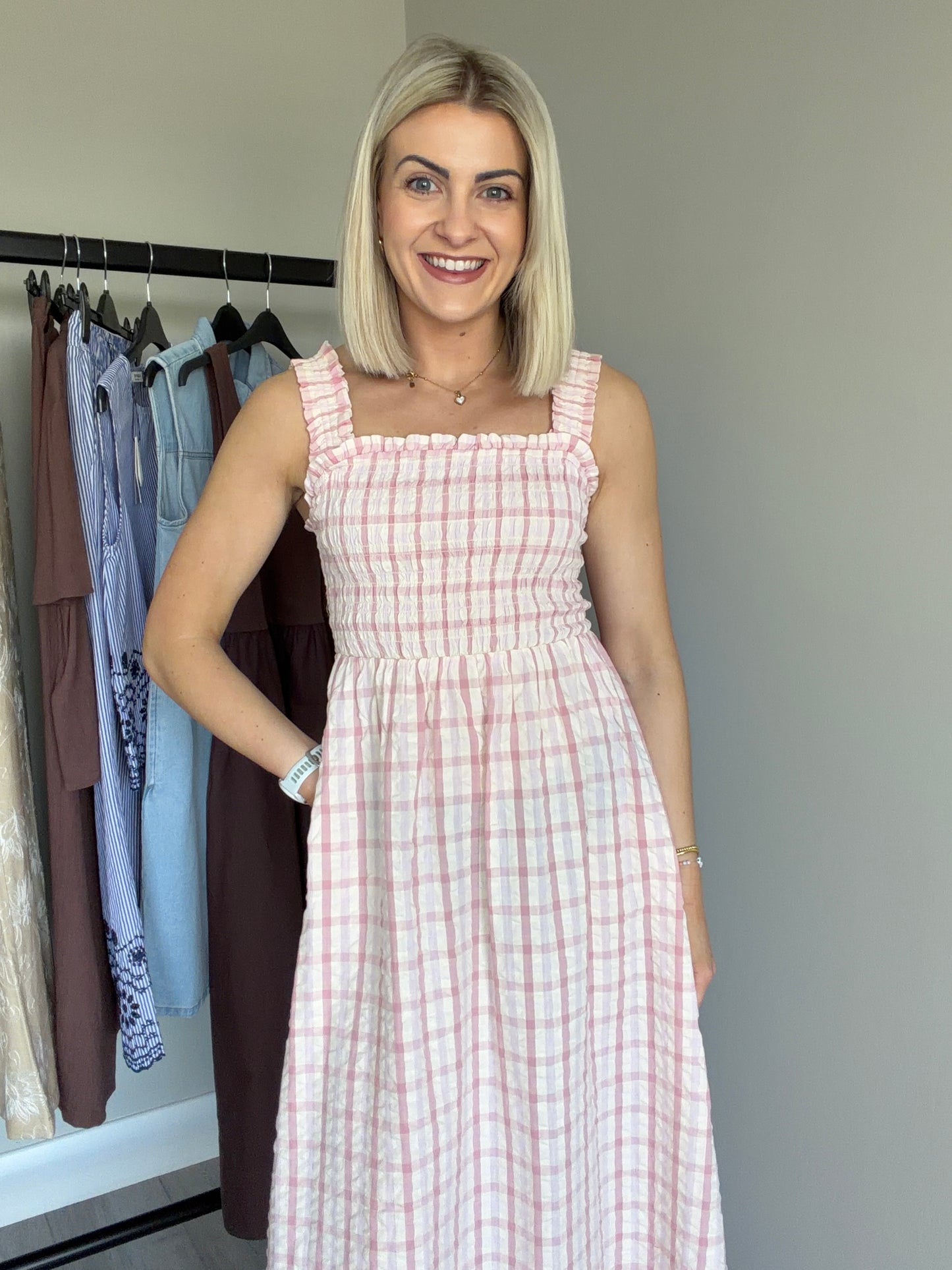 B.Young BYgenya Pink Check Dress
