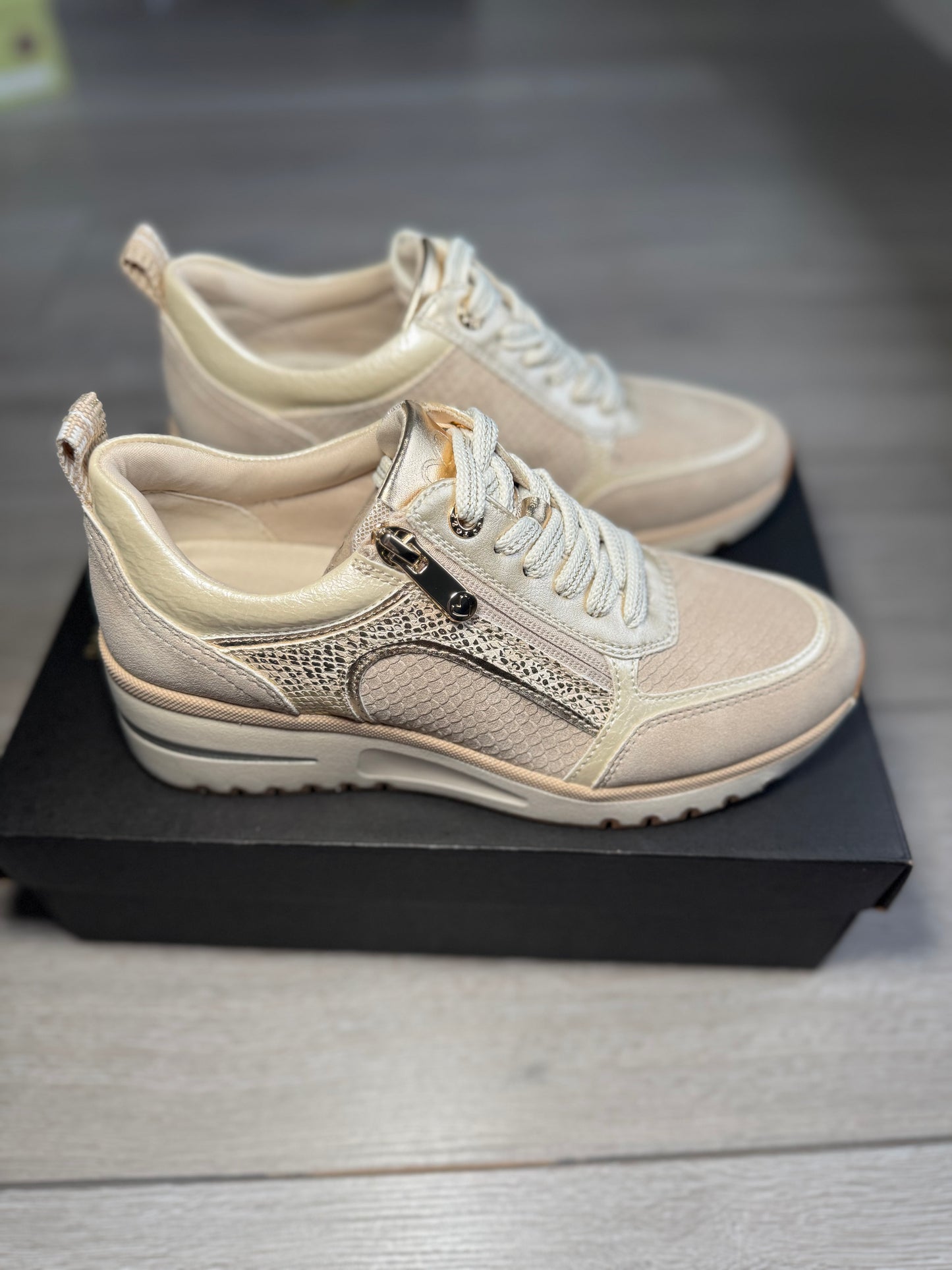 Marco Tozzi Cream Wedge Trainer
