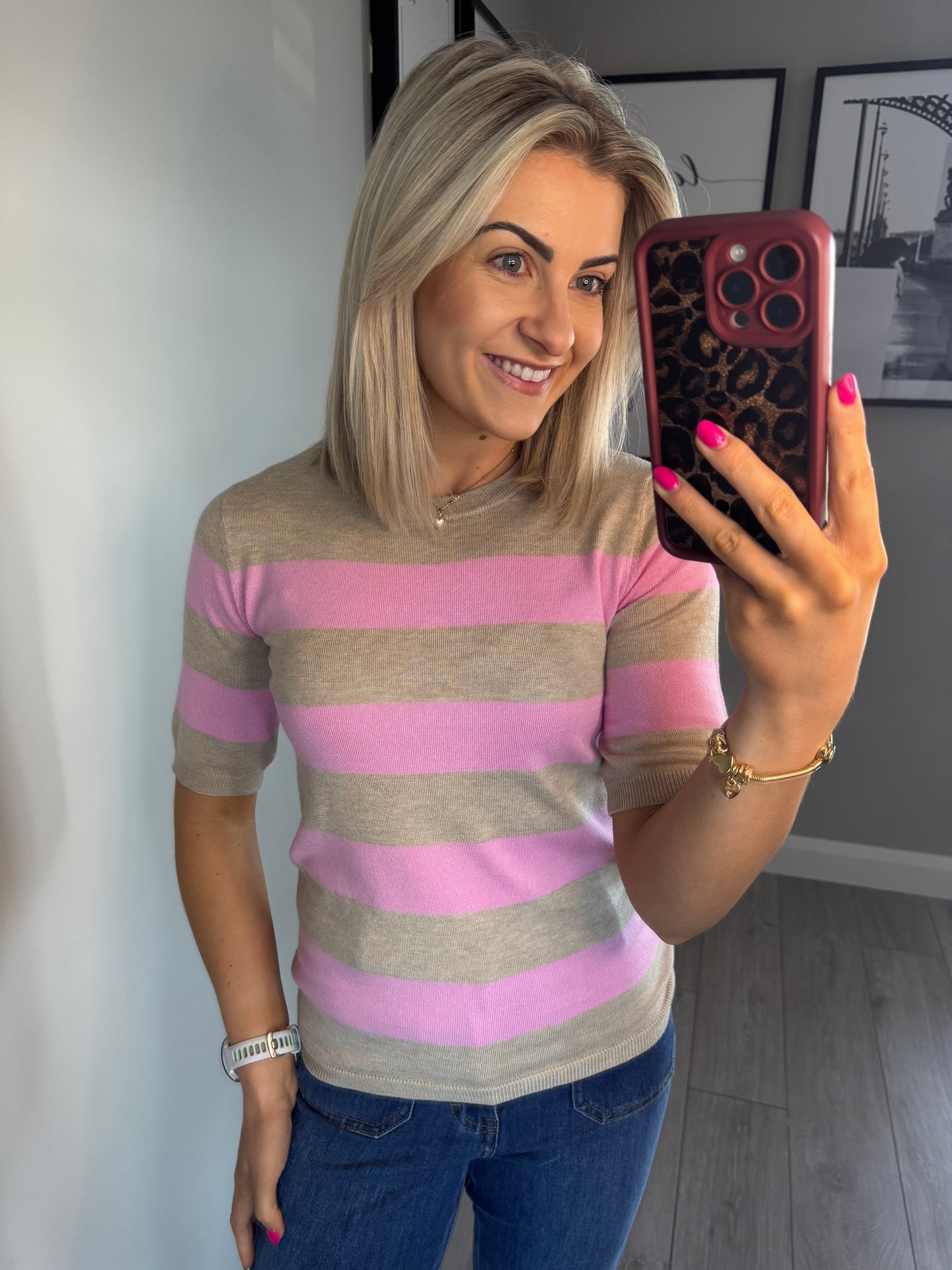 Kaffe KAlizza Feather/Pink Striped Knit