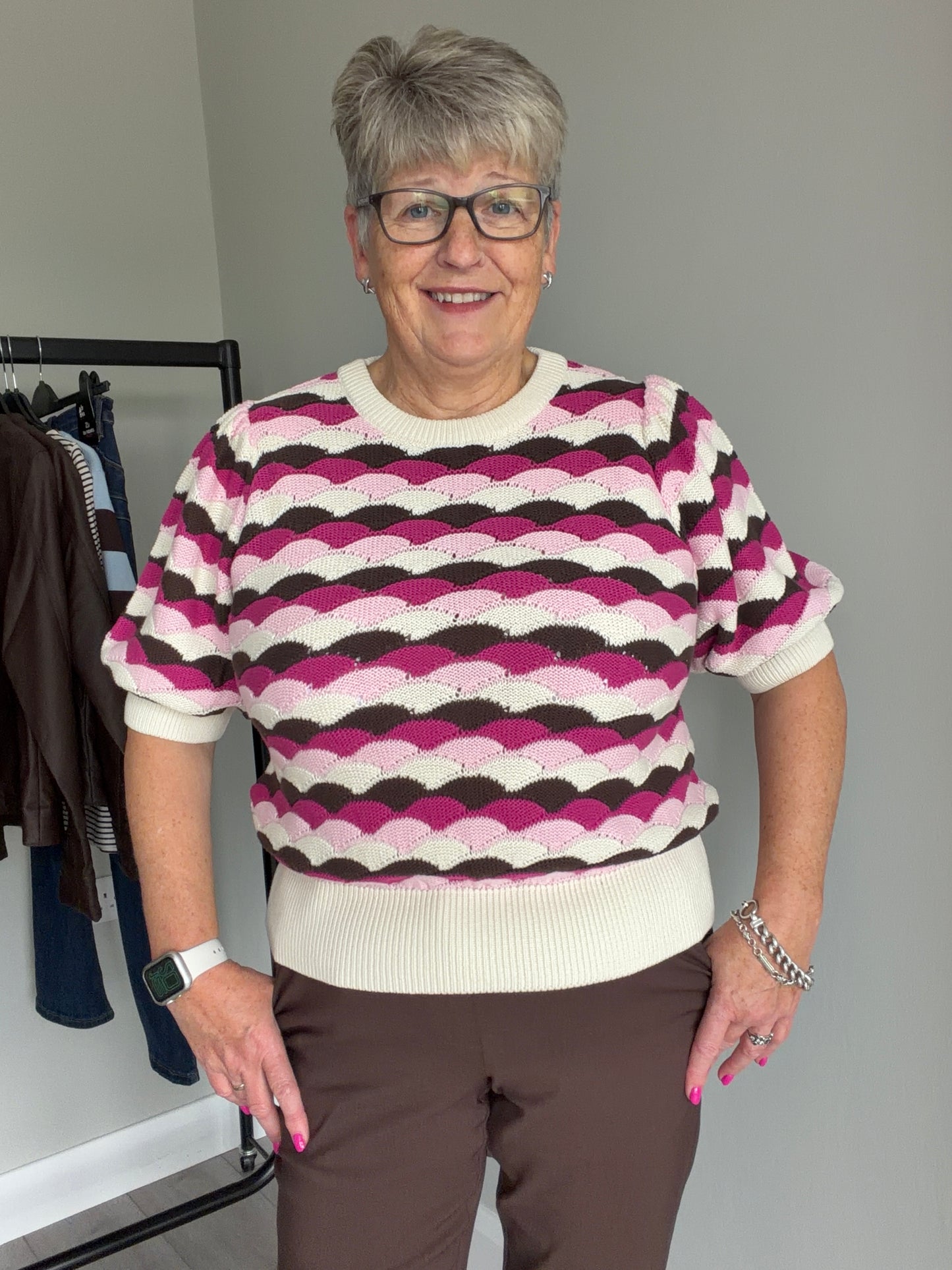 B.Young BYmagio Orchid Pink Abstract Jumper