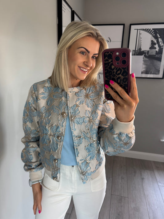 Yest Blue/Gold Metallic Bomber Jacket