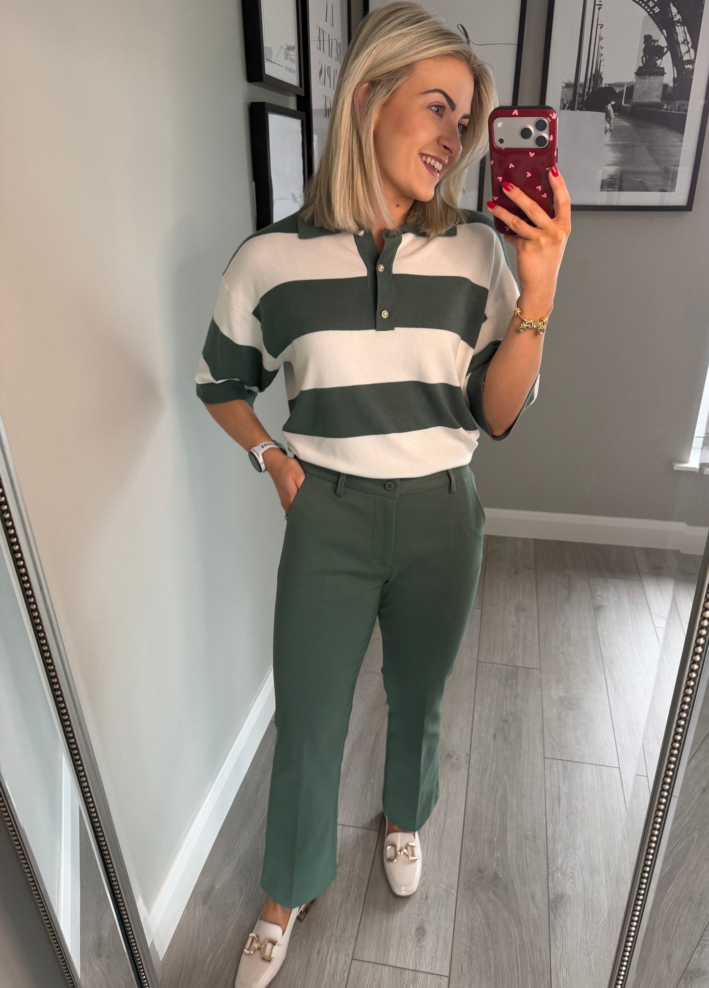 Freequent Forest Green Bootcut Trousers