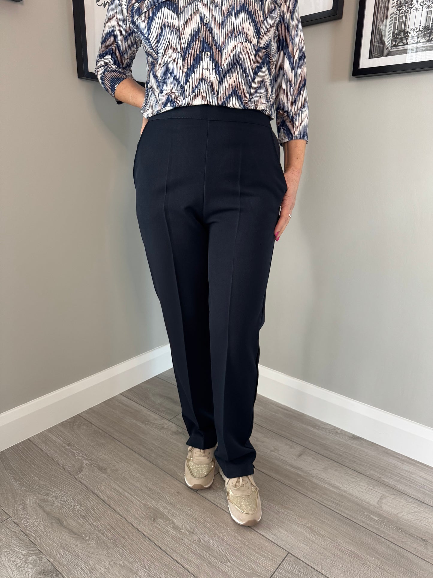 Navy Elasticated Trousers