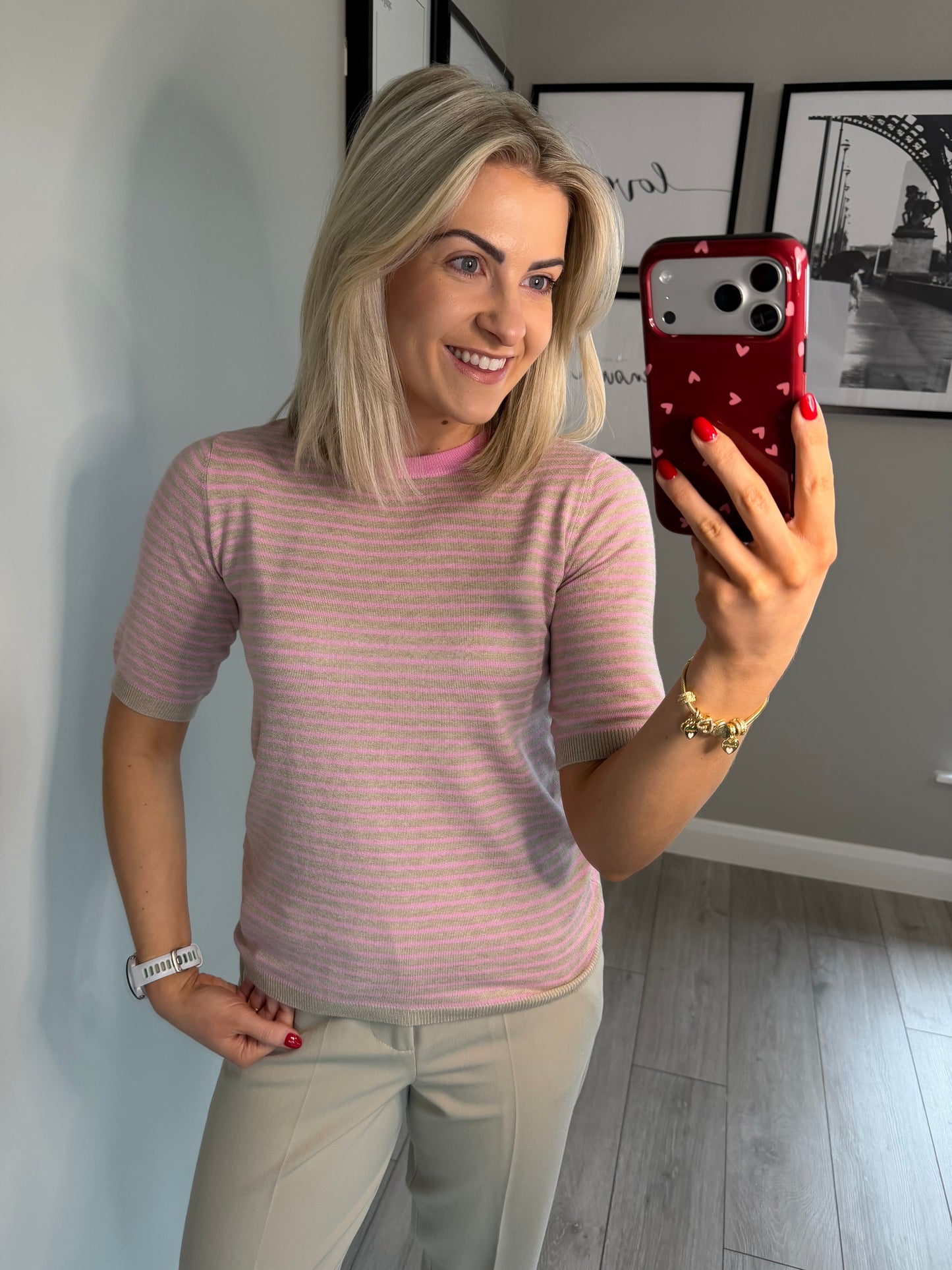 Kaffe KAlizza Feather/Pink Striped Knit