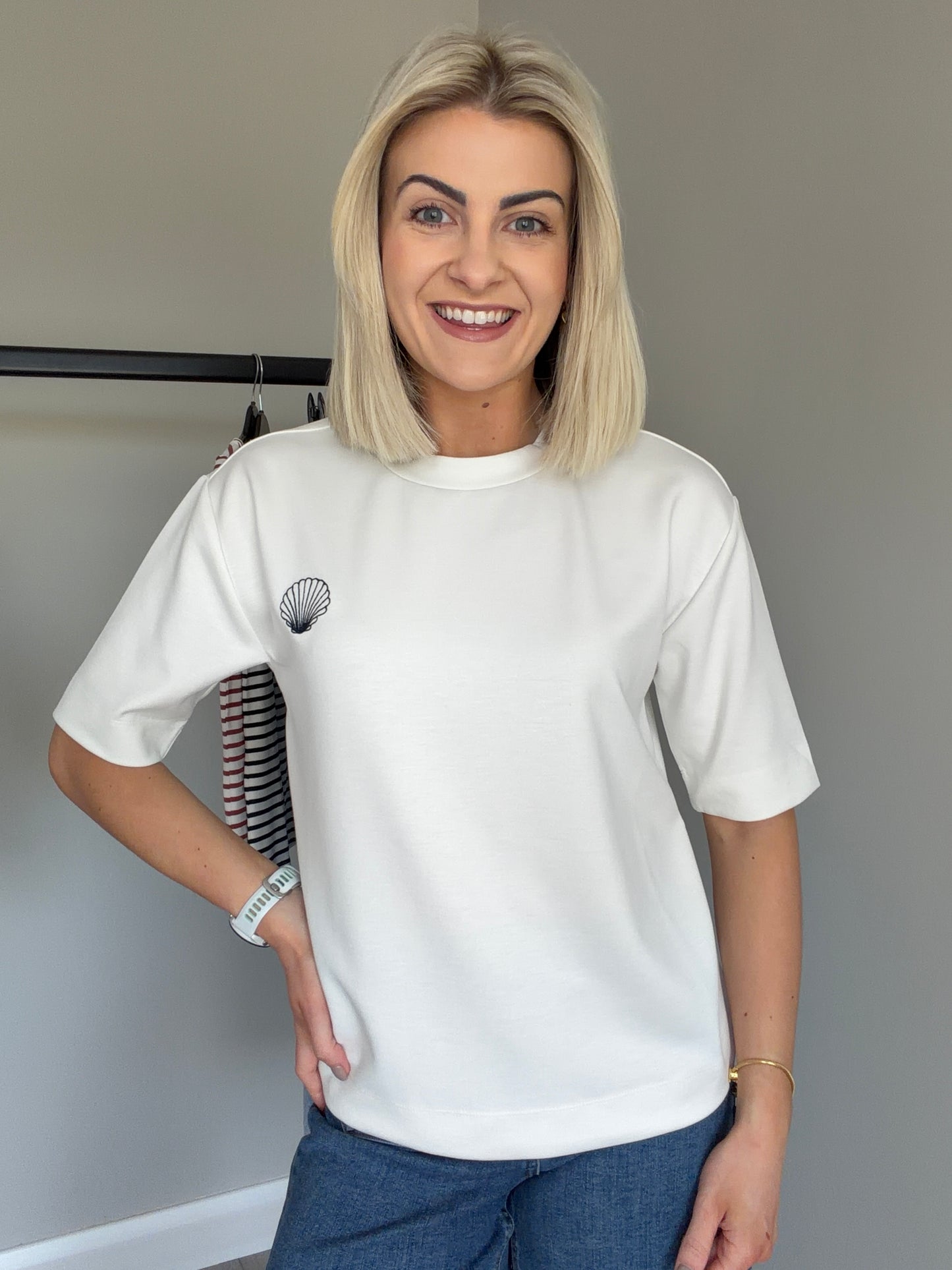 Kaffe KAannie White/Navy T-Shirt