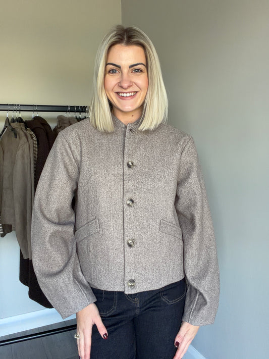 Freequent Morel Melange Bomber Jacket