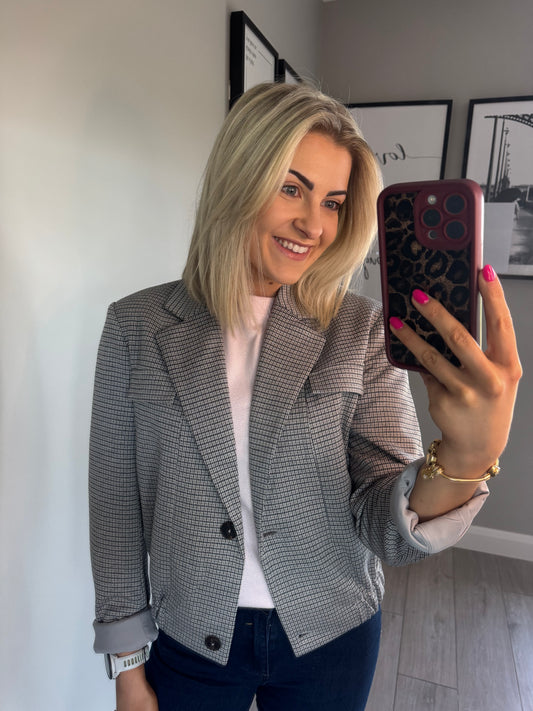 Yest Soft Grey Checked Bomber