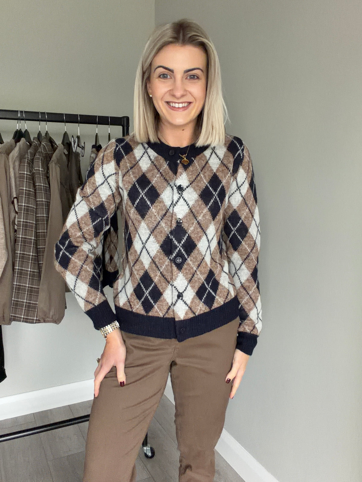 Kaffe KAharlow Navy/Taupe Cardigan