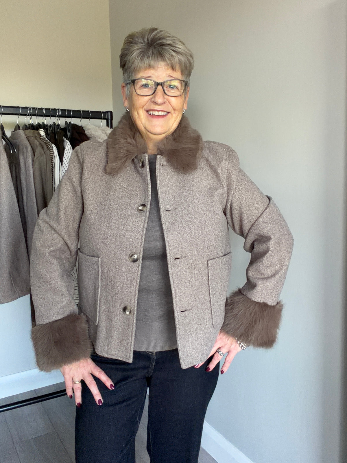Freequent Morel Fur Jacket