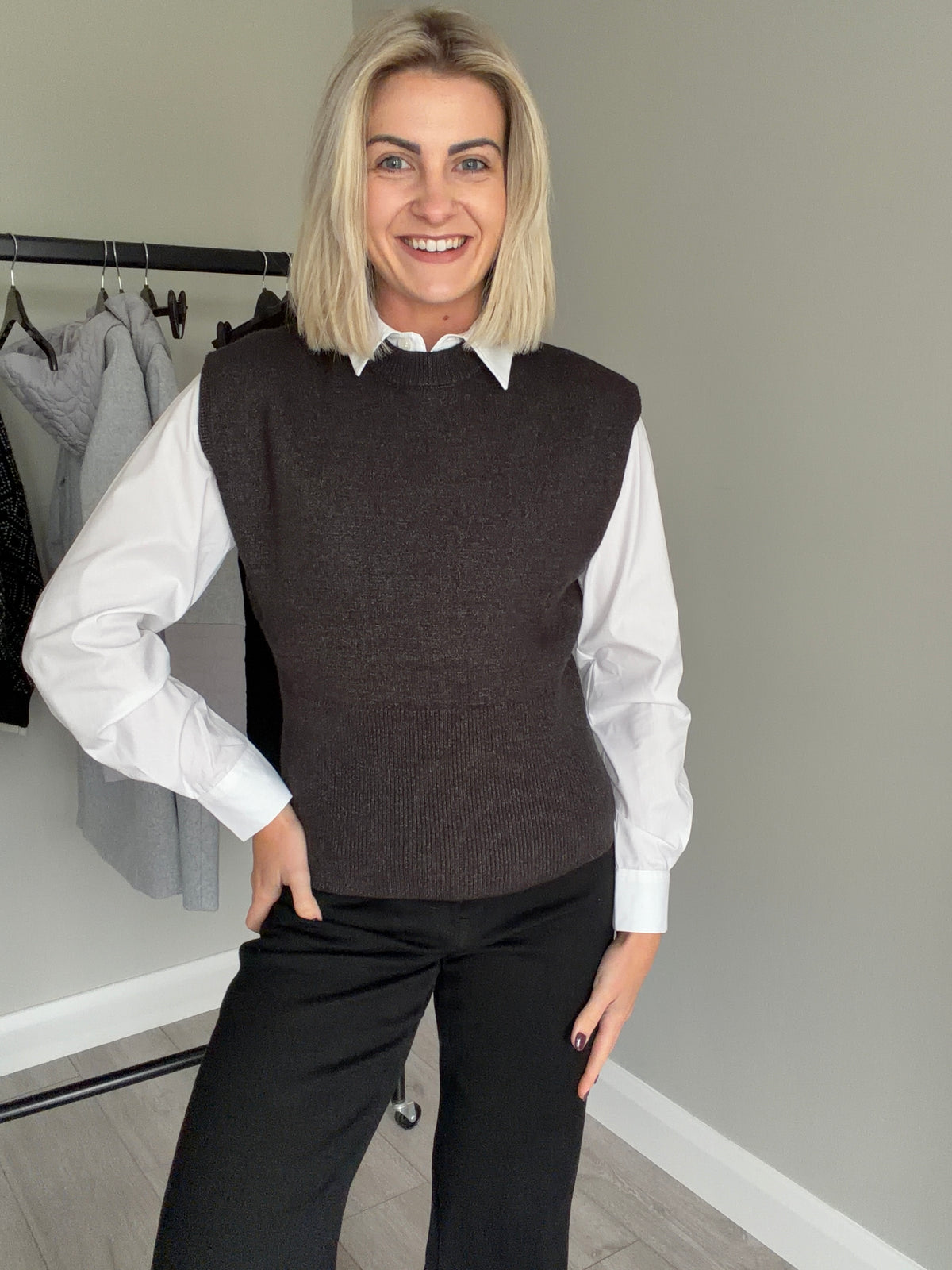 Kaffe KAbarbara Dark Grey Melange Knit Vest