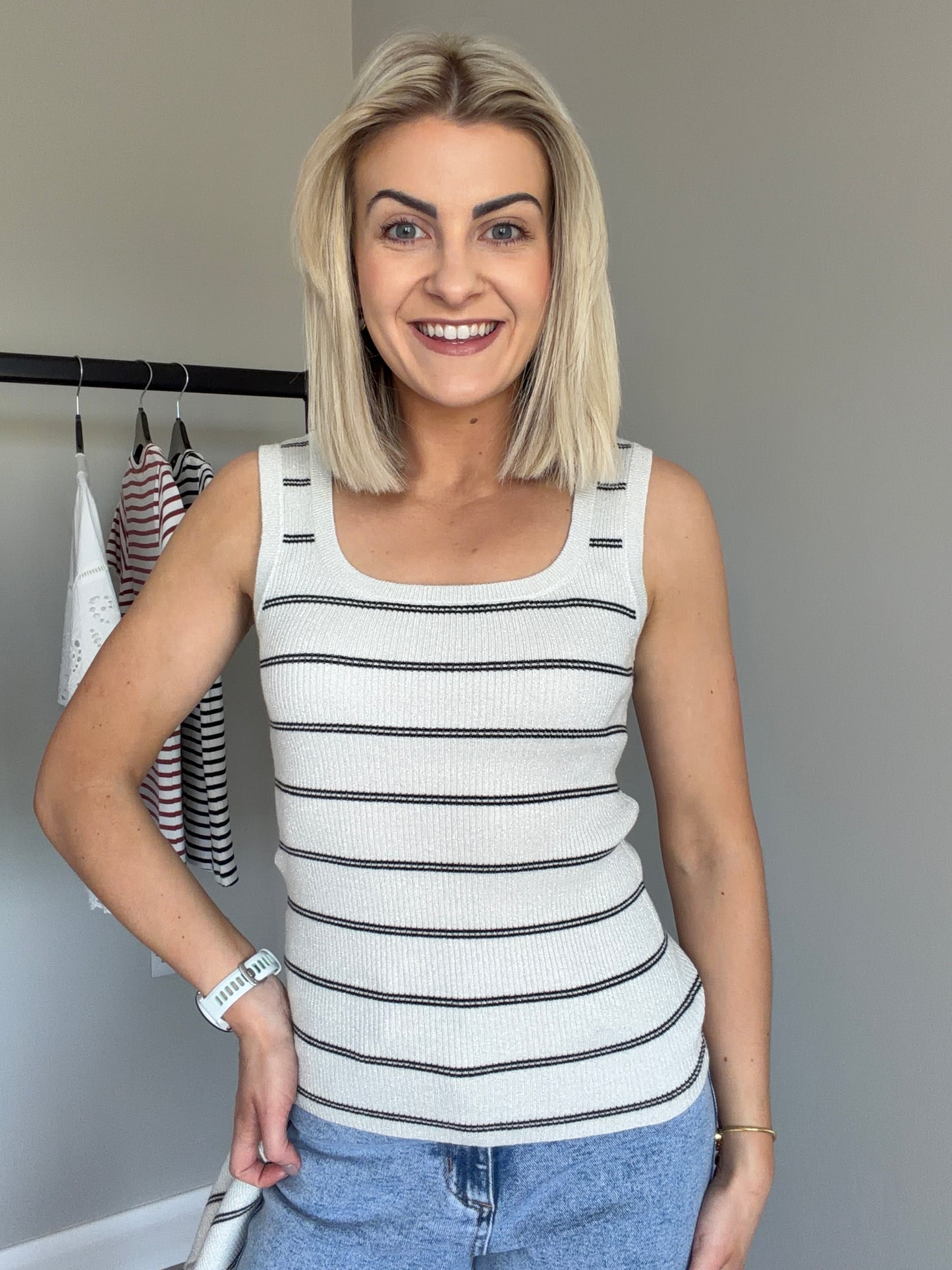 Kaffe KAmorita Silver Knit Top