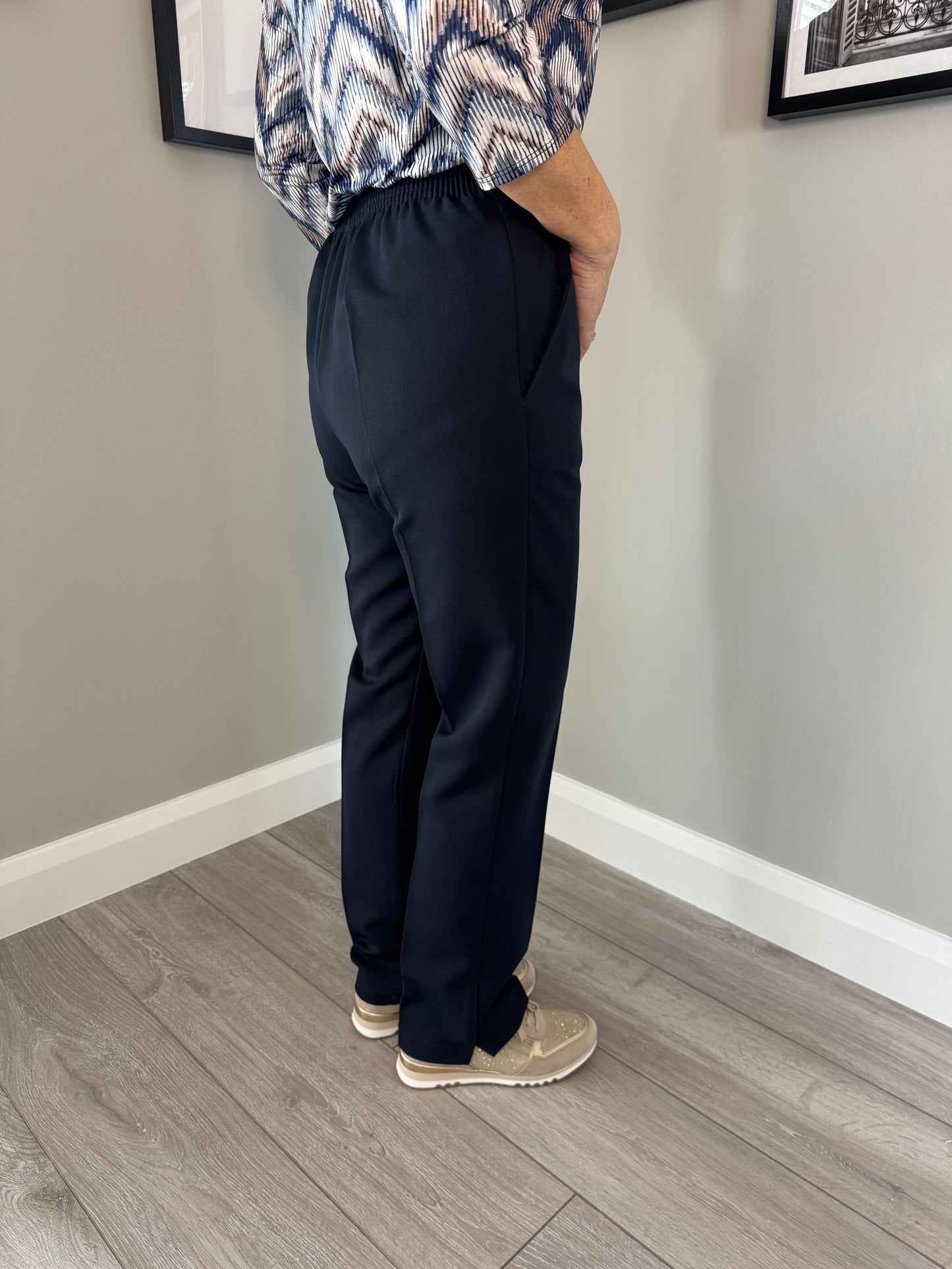 Navy Elasticated Trousers