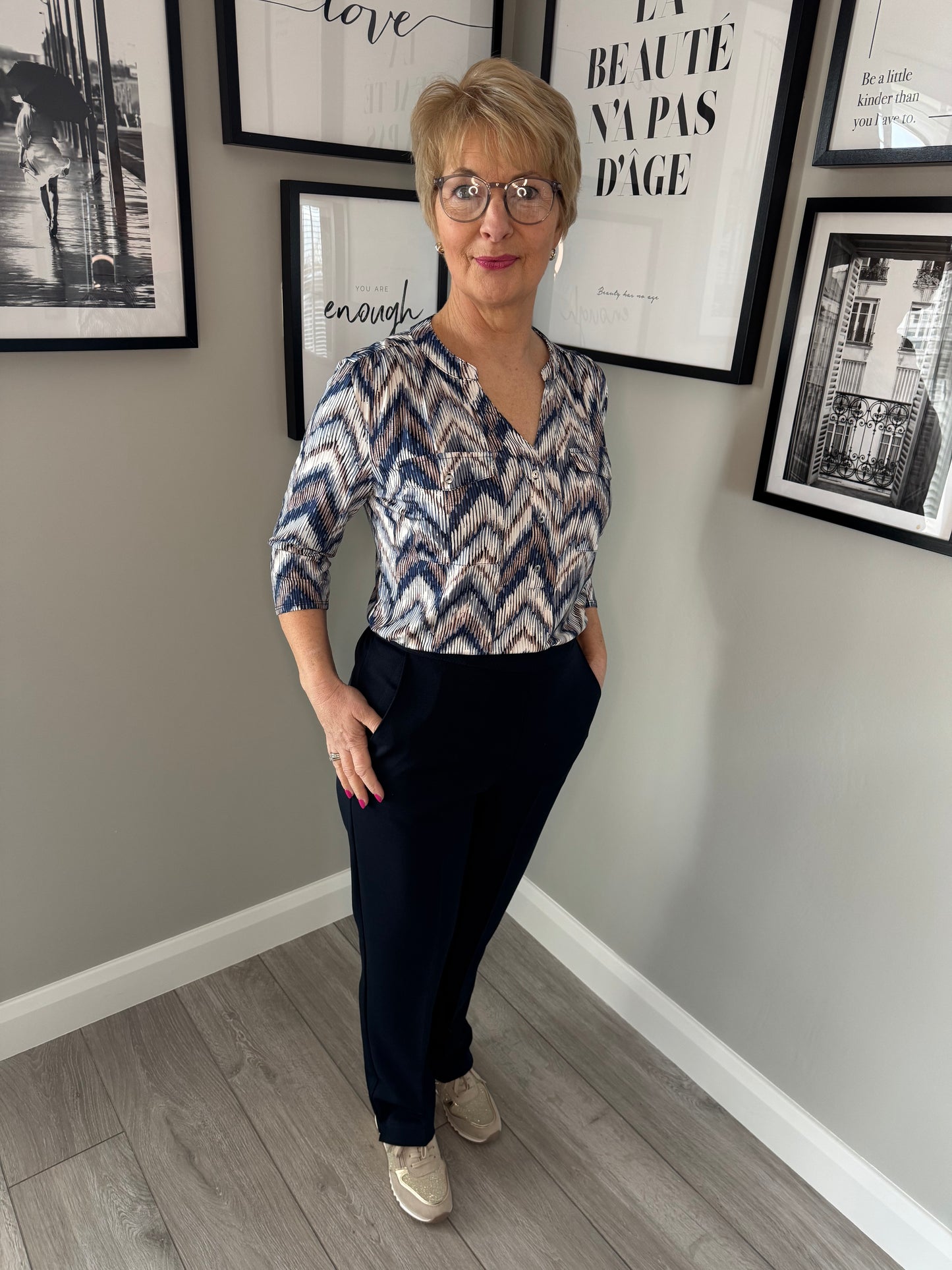 Navy Elasticated Trousers