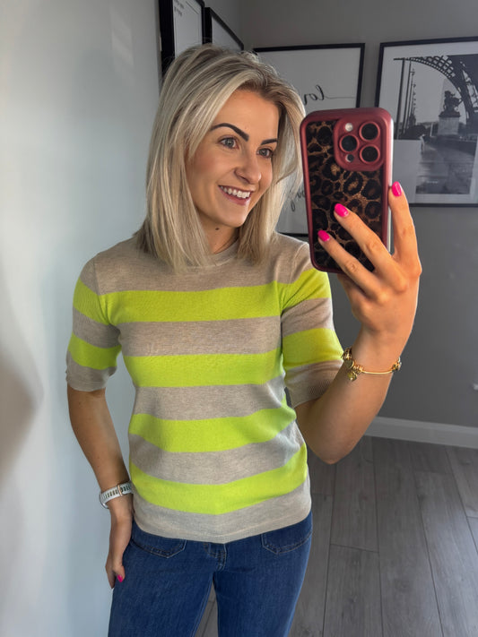 Kaffe KAlizza Feather/Lime Striped Knit