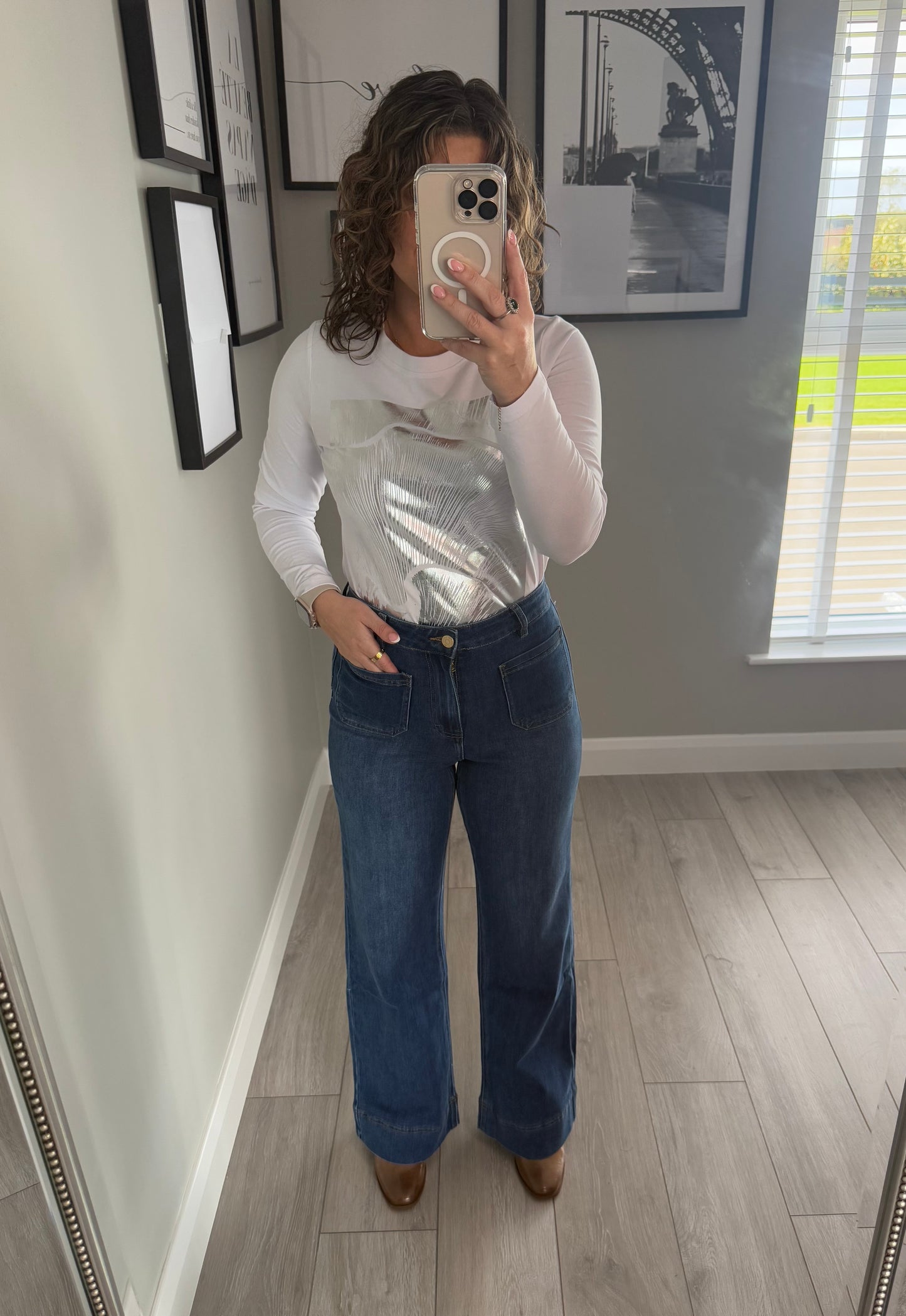 Rant & Rave Cristal Mid Wash Wide Leg Jean