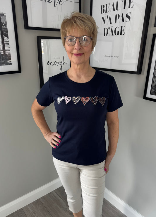 Claudia C Navy Heart Tee