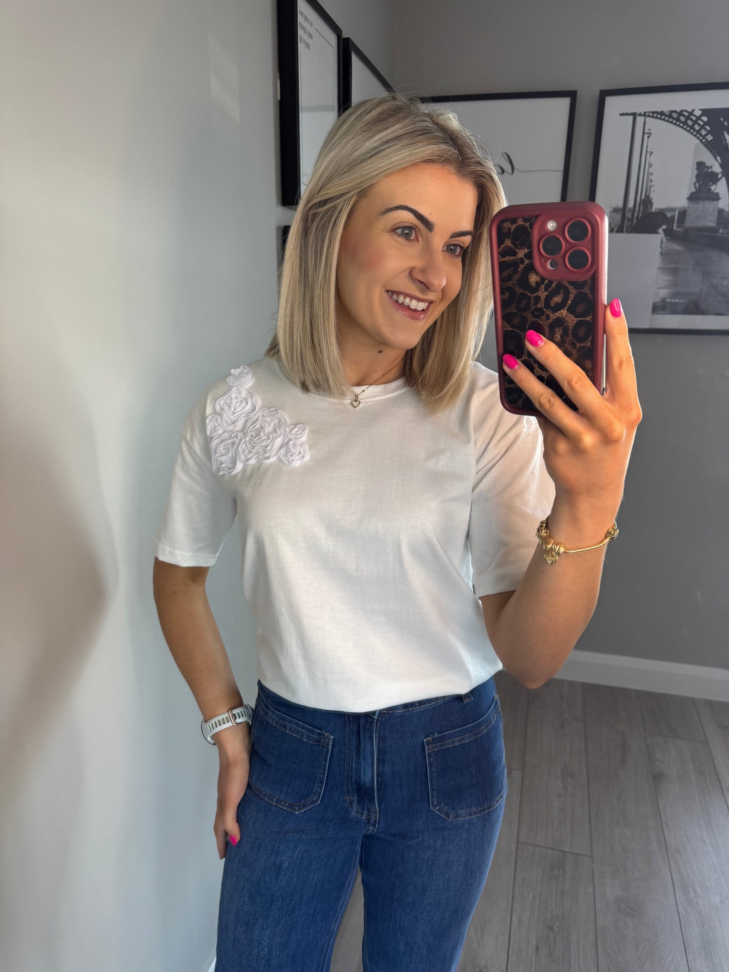 Kaffe Karosie Chalk Embossed Tee