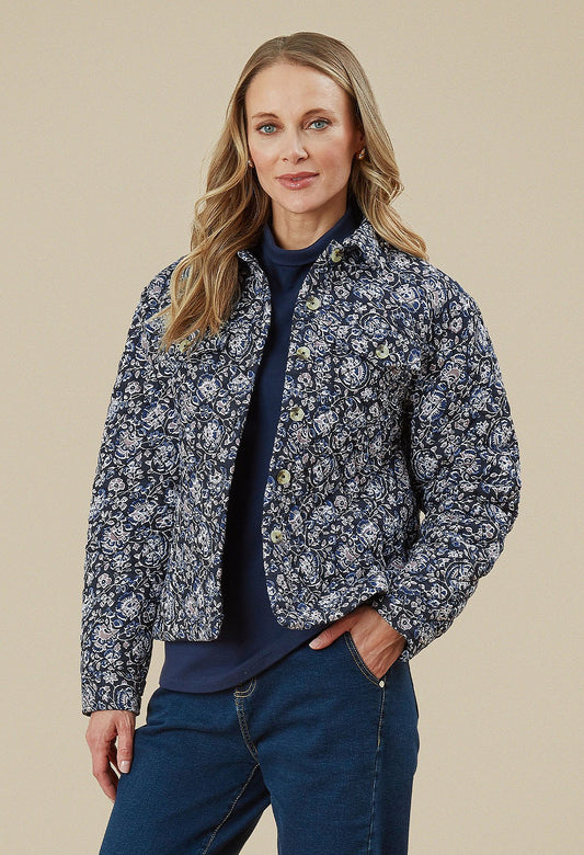 Adini Shree Navy Quilted Shacket