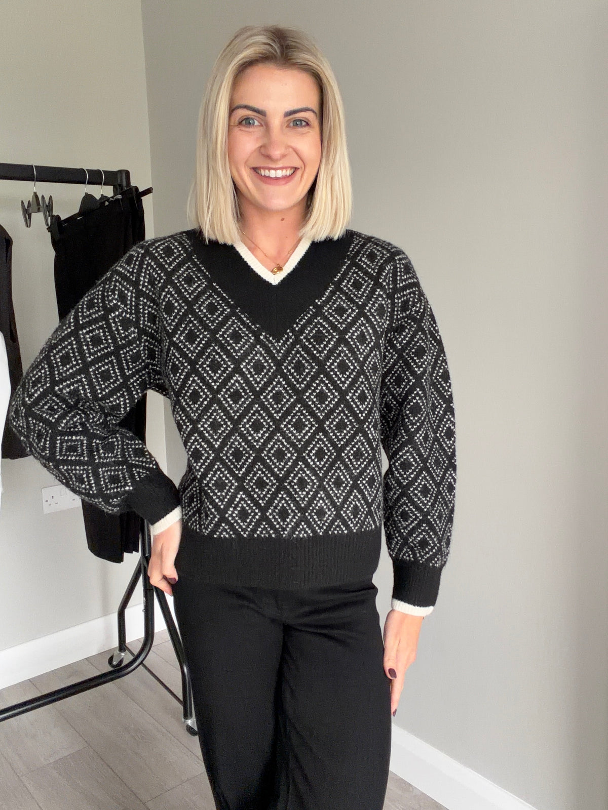 Kaffe KAsirens Black/Turtledove Knit Pullover