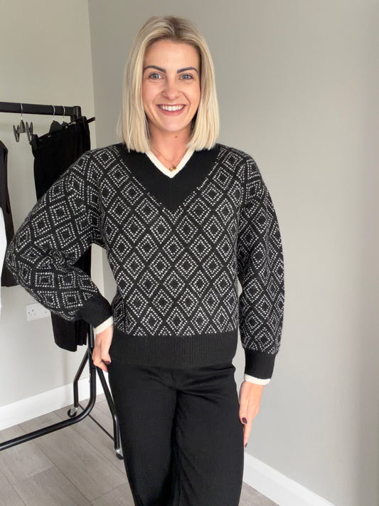 Kaffe KAsirens Black/Turtledove Knit Pullover