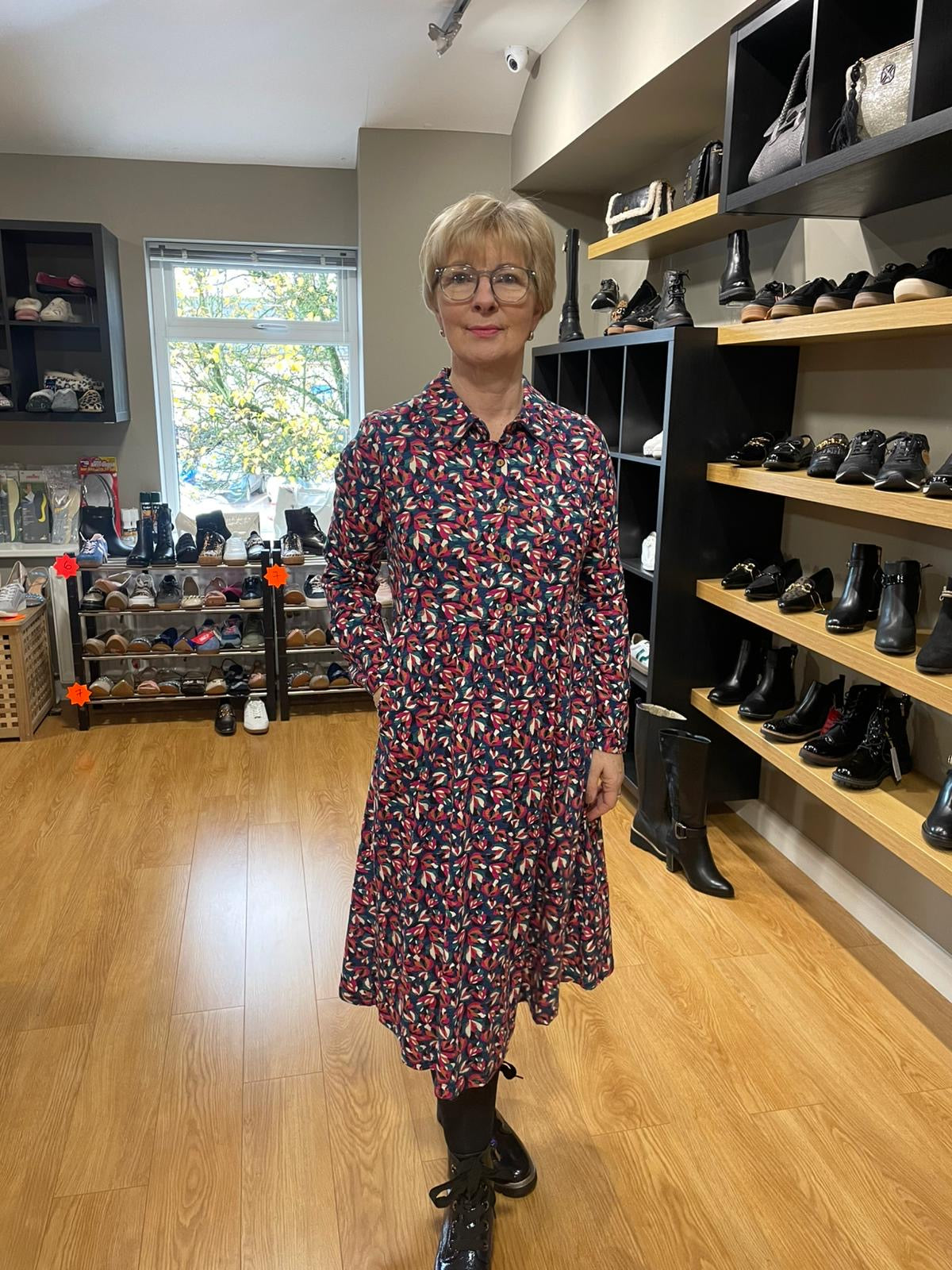 Pink Floral Print Jersey Dress