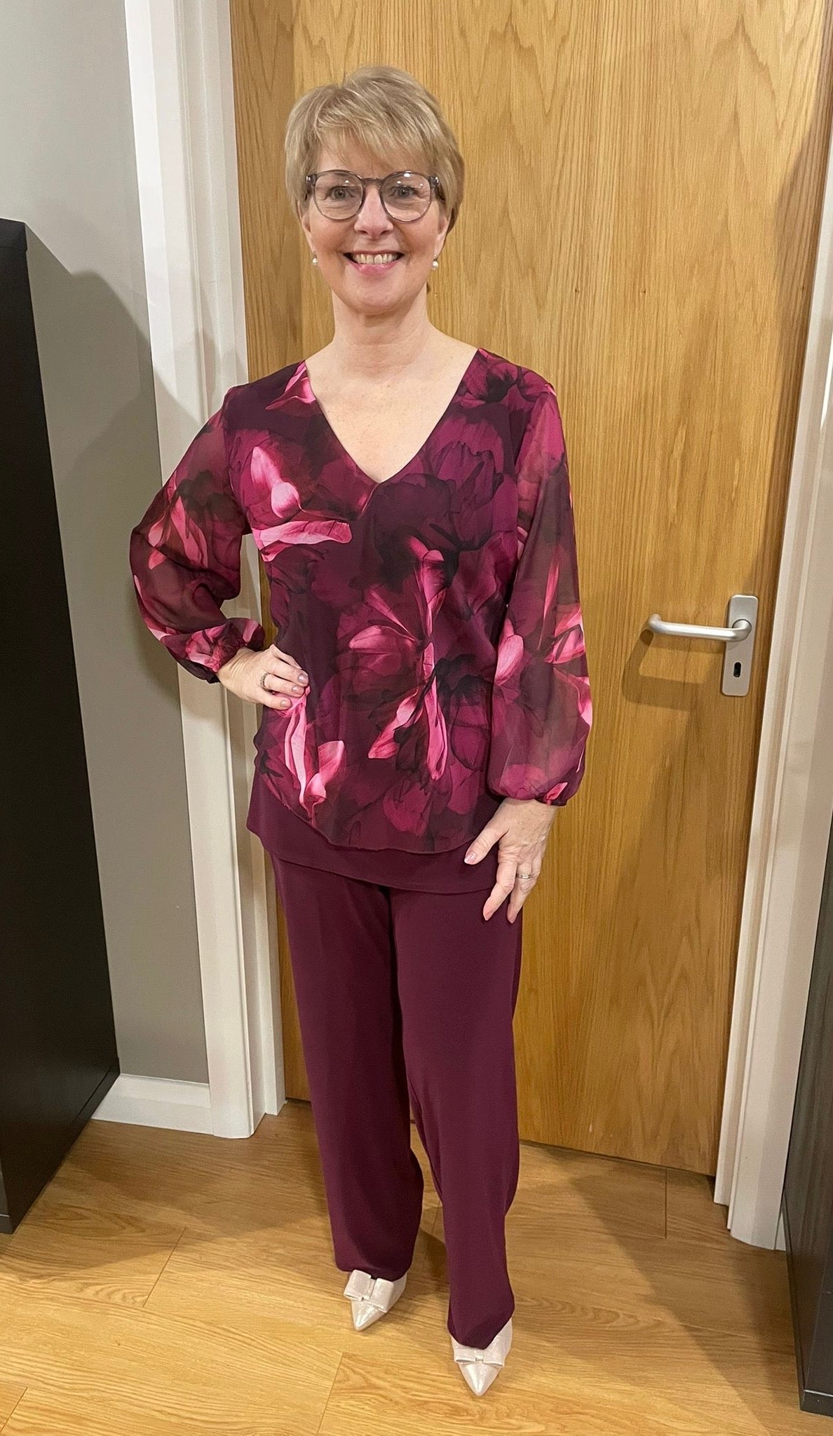 Glitz Wine Trouser Suit