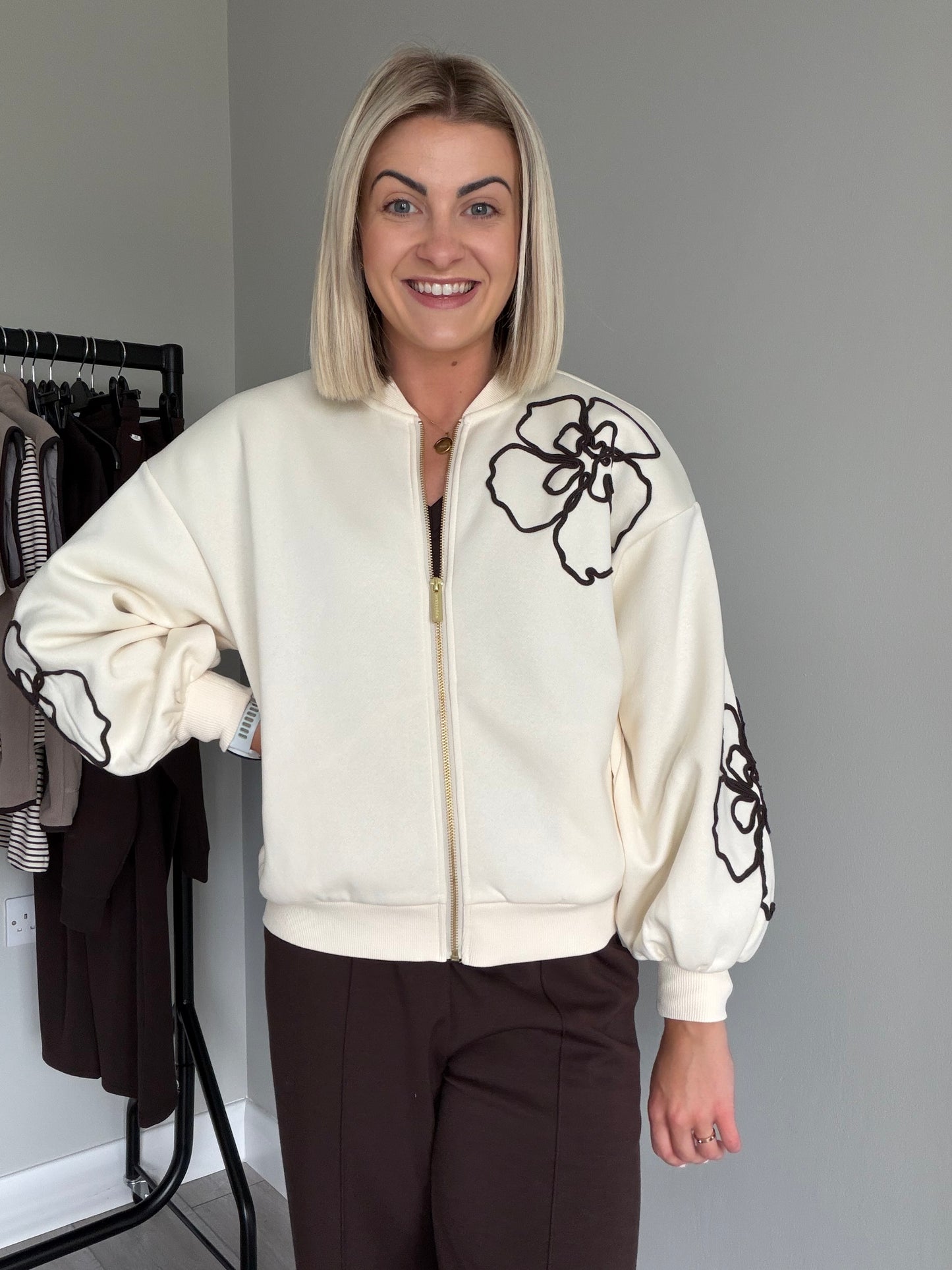 Relax & Renew Ruby Cream Bomber Jacket