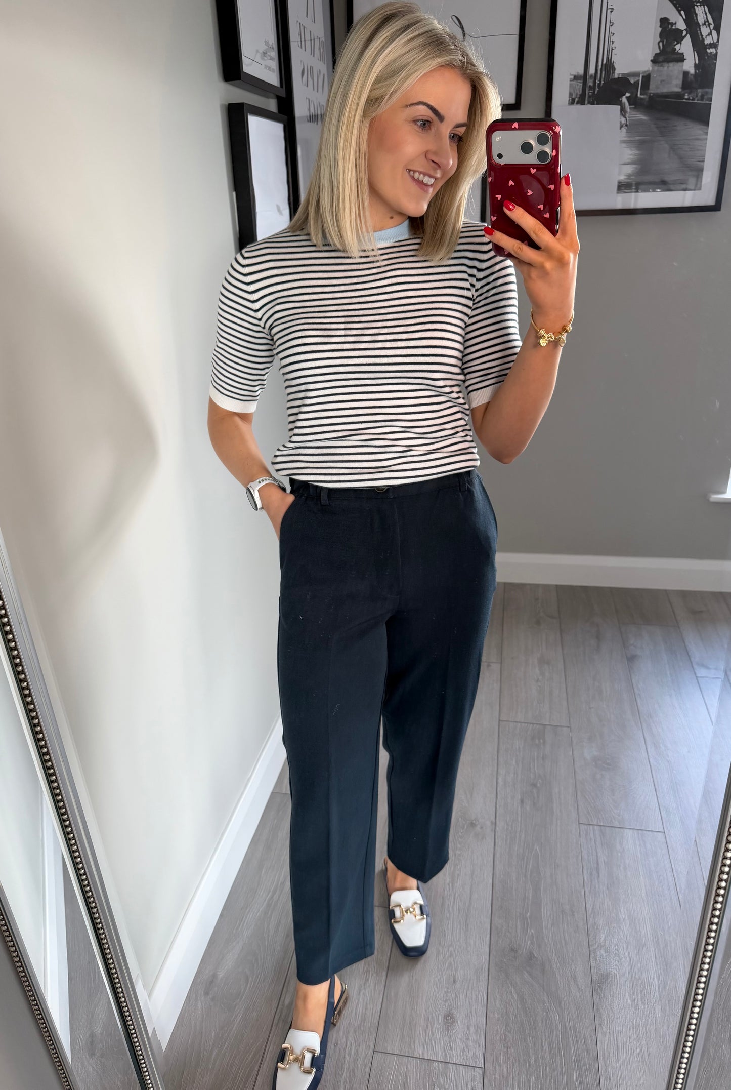 Kaffe KAheather Midnight Marine Elasticated Cropped Trousers