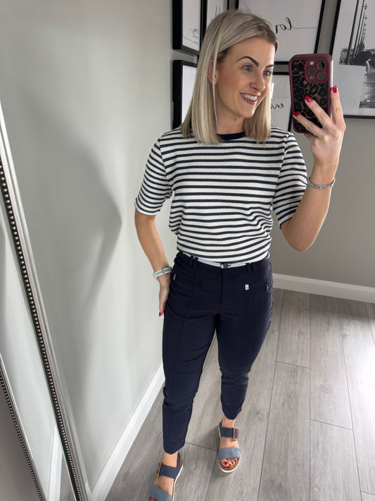 Pinns Navy Stripe 7/8 Trouser