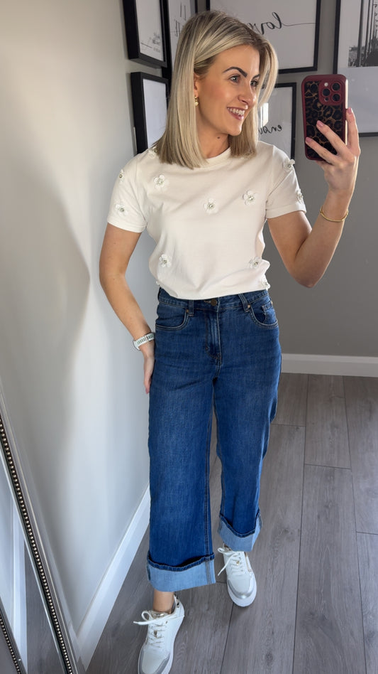 Rant & Rave Claire Mid Wash Turn Up Jean
