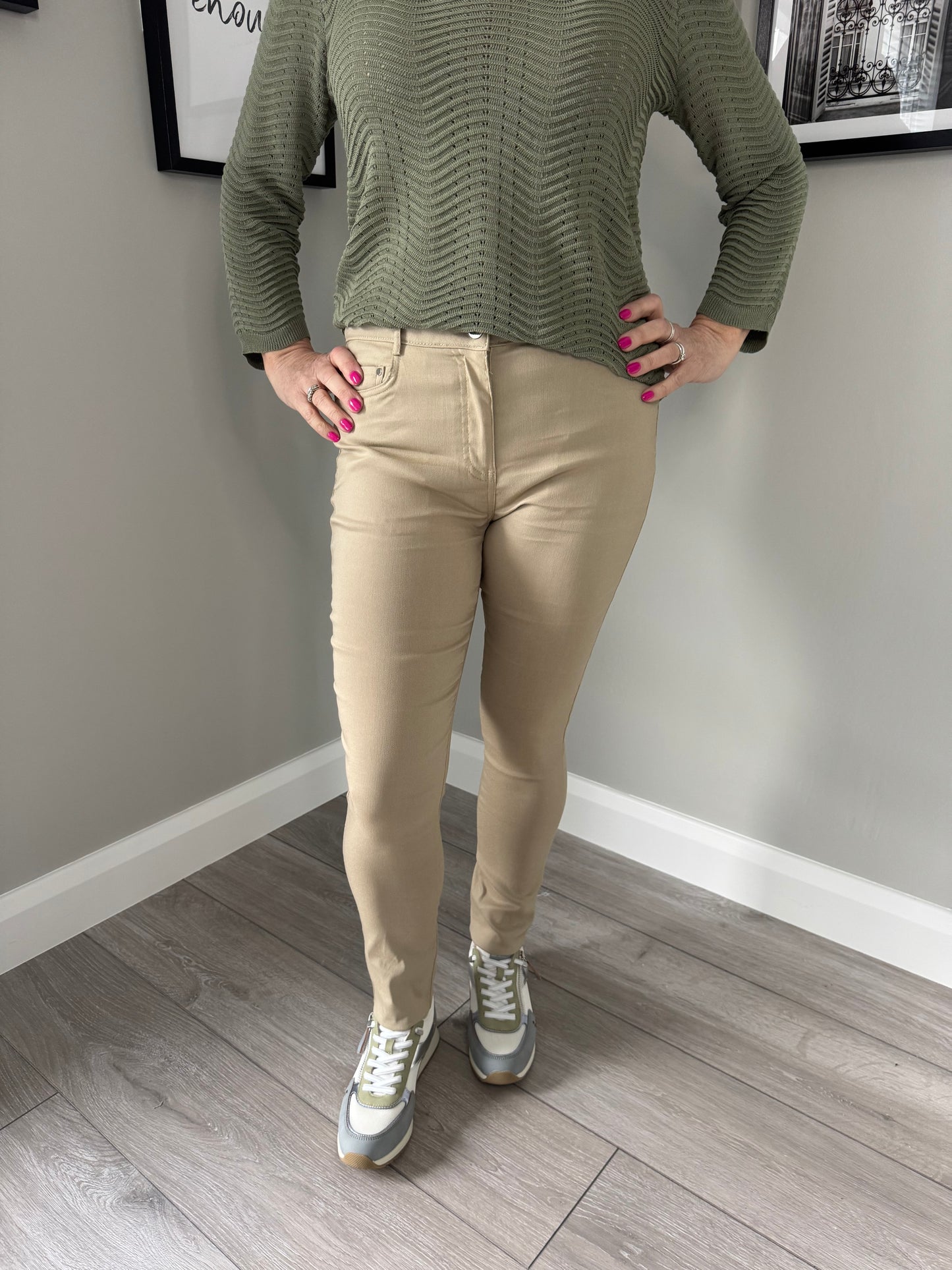 Beige Straight Trousers