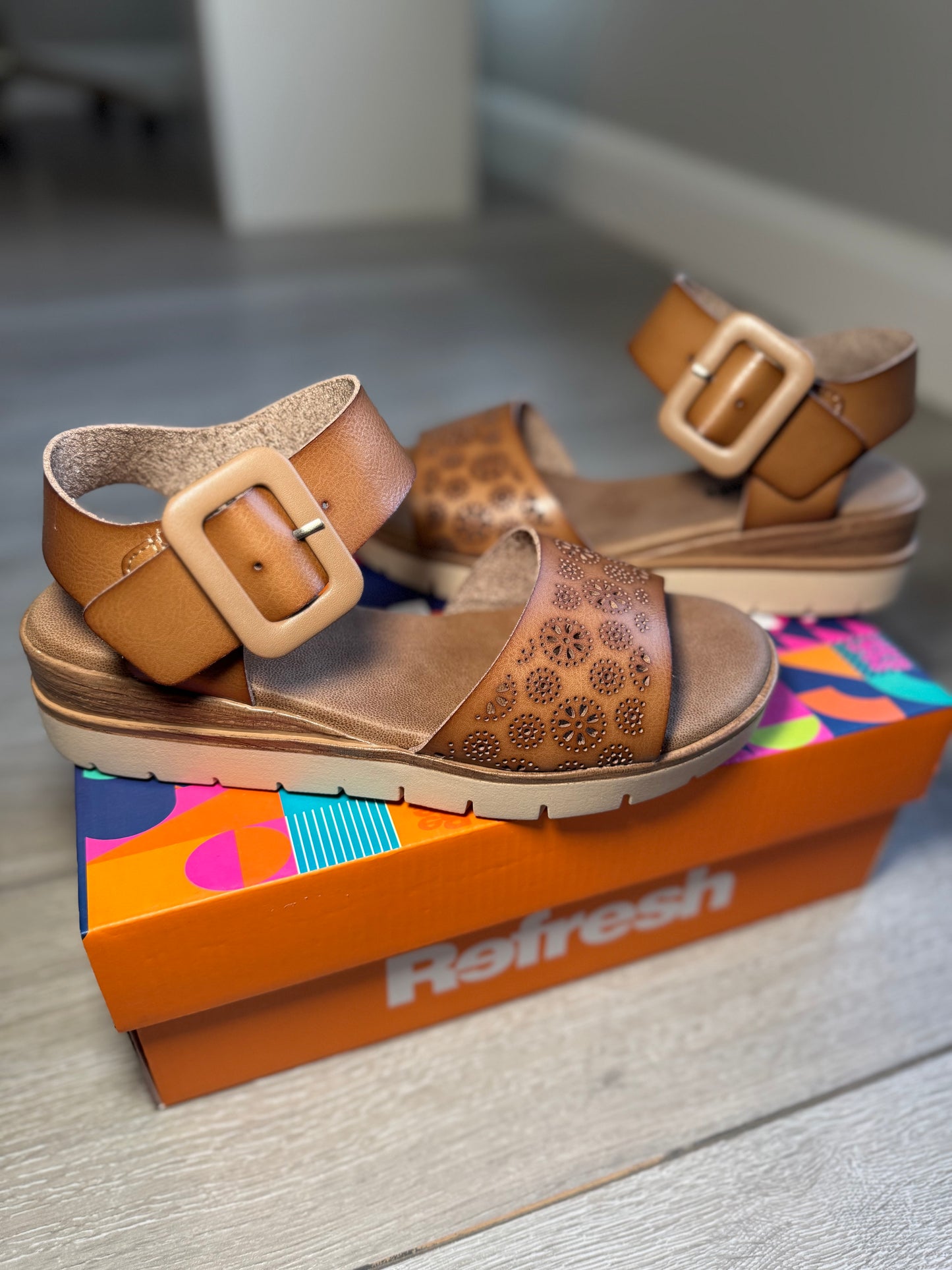 Refresh Taupe Wedge Sandal