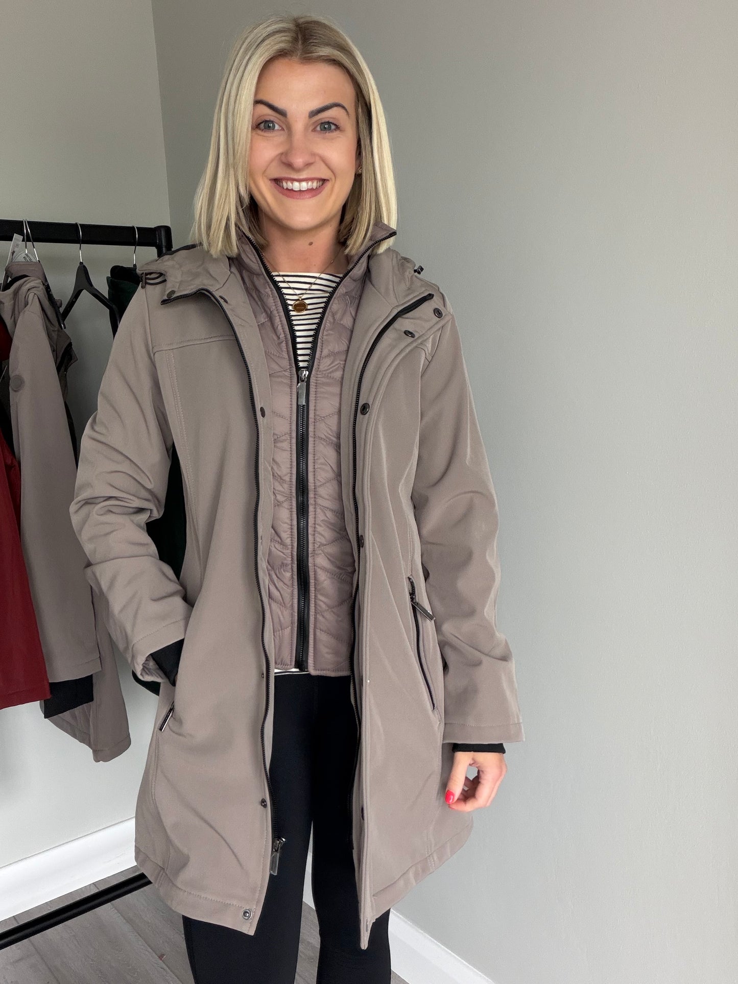 Relax & Renew Elsie Taupe Water Repellent Coat