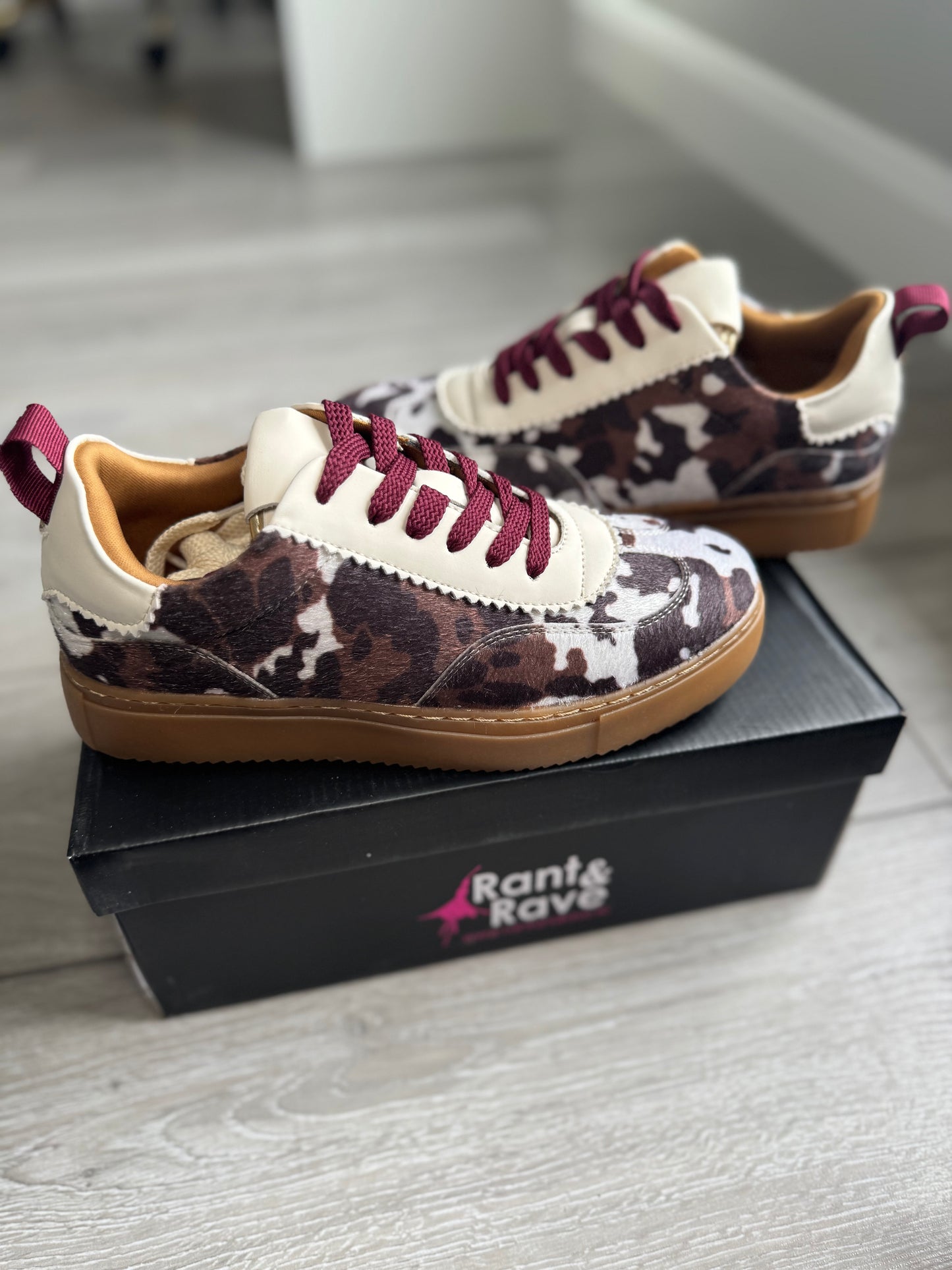 Rant & Rave Ciara Cow Print Trainer