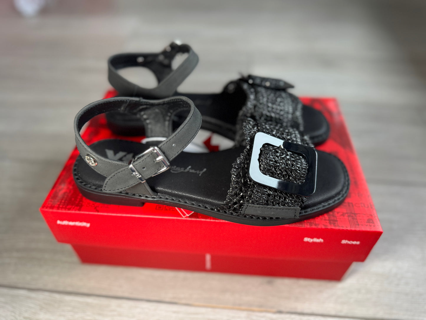XTI Black Weave Sandal