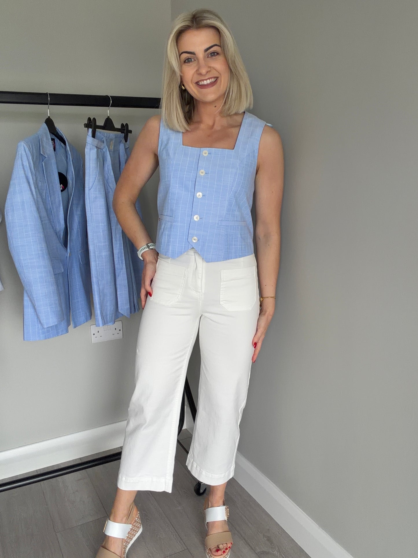 Rant & Rave Enid White Wide Leg Crop Jean