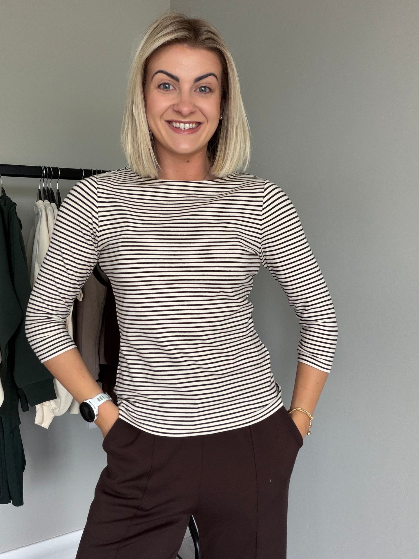 Relax & Renew Paloma Chocolate Stripe Tee