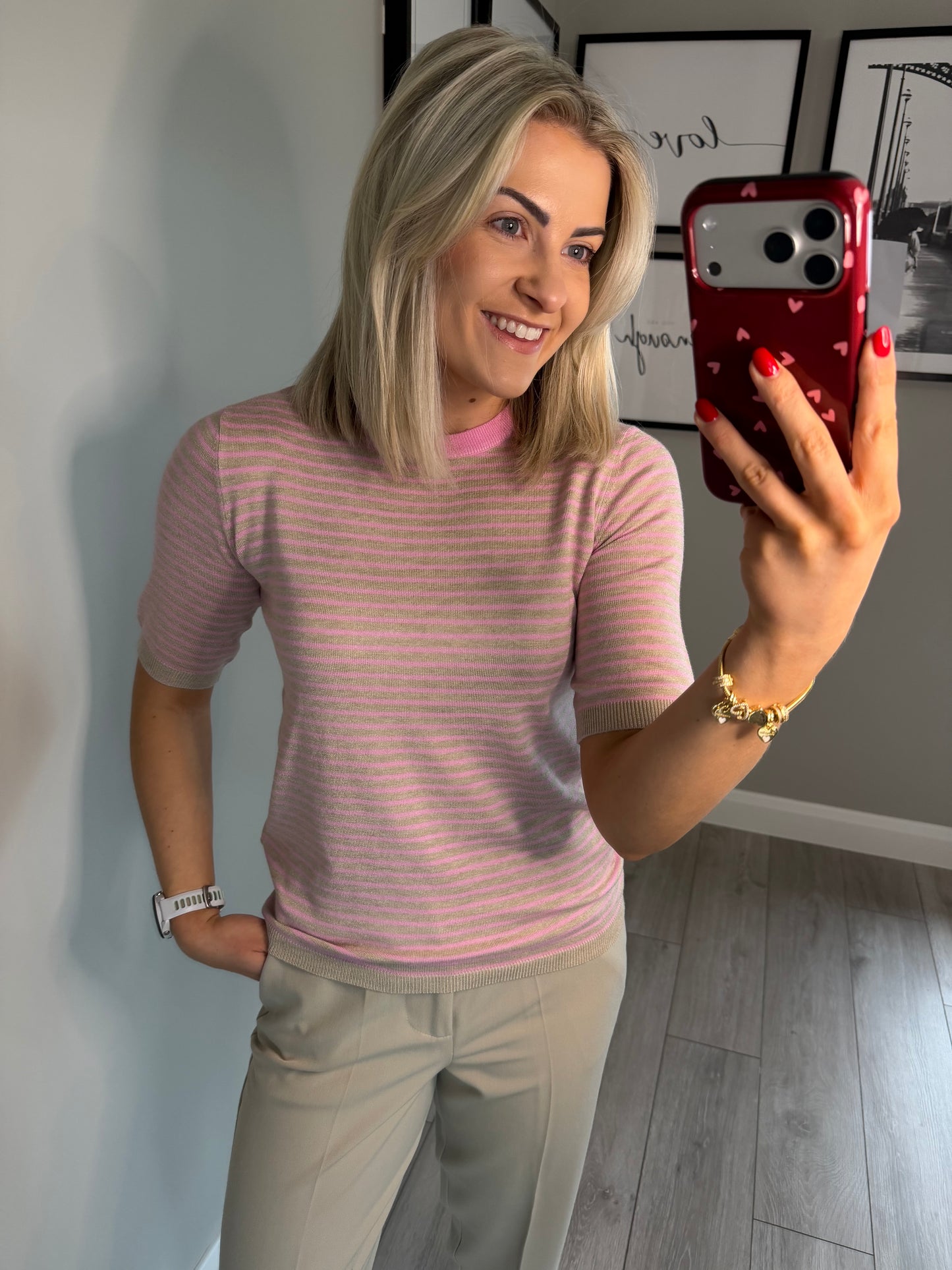 Kaffe KAlizza Feather/Pink Striped Knit