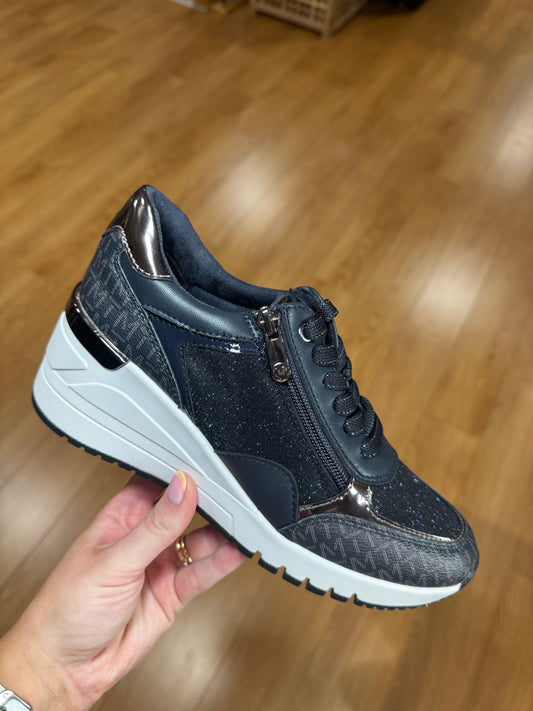 Marco Tozzi Navy Zip Wedge Trainer