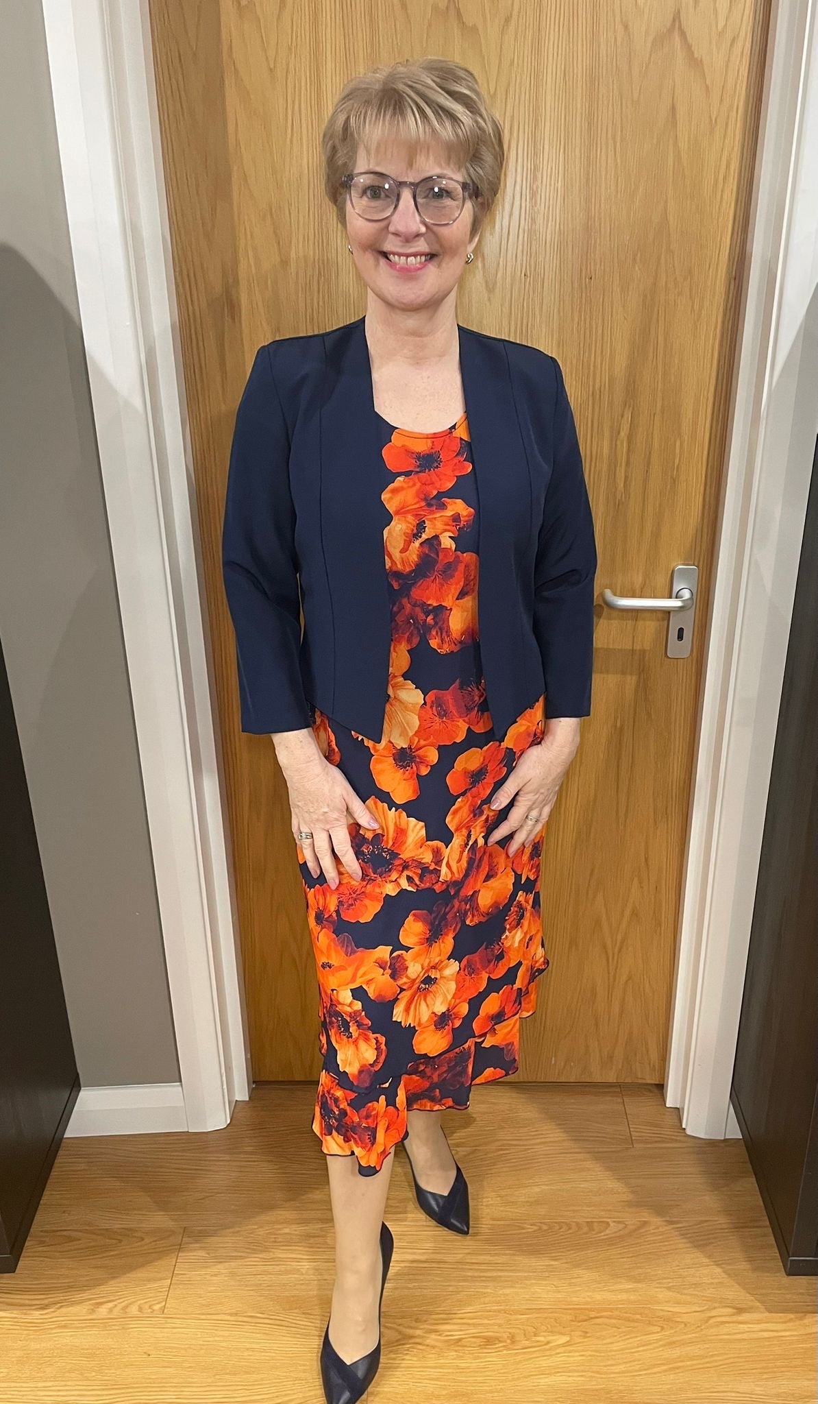 Glitz Navy/Orange Floral Two Piece