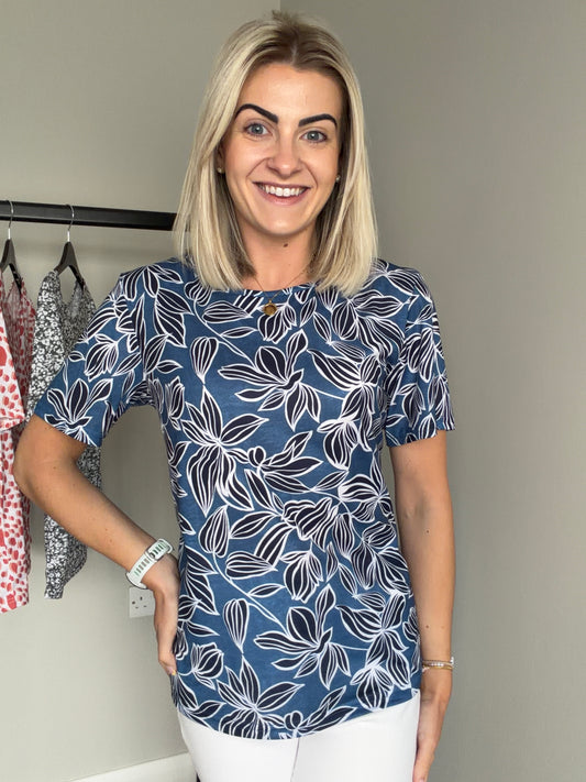 Classic Navy/White Print Top