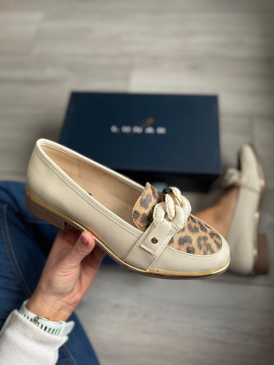 Lunar Sara Beige Animal Print Loafer