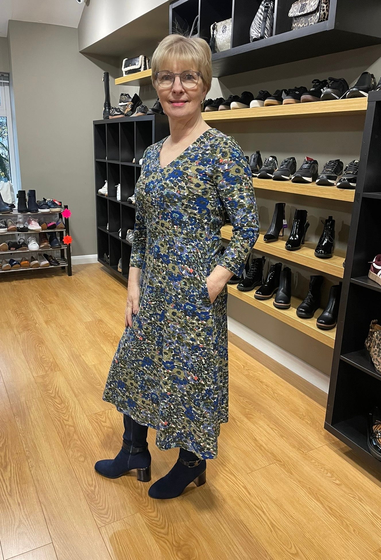 Adini Kiara Avocado Pansy Print Dress