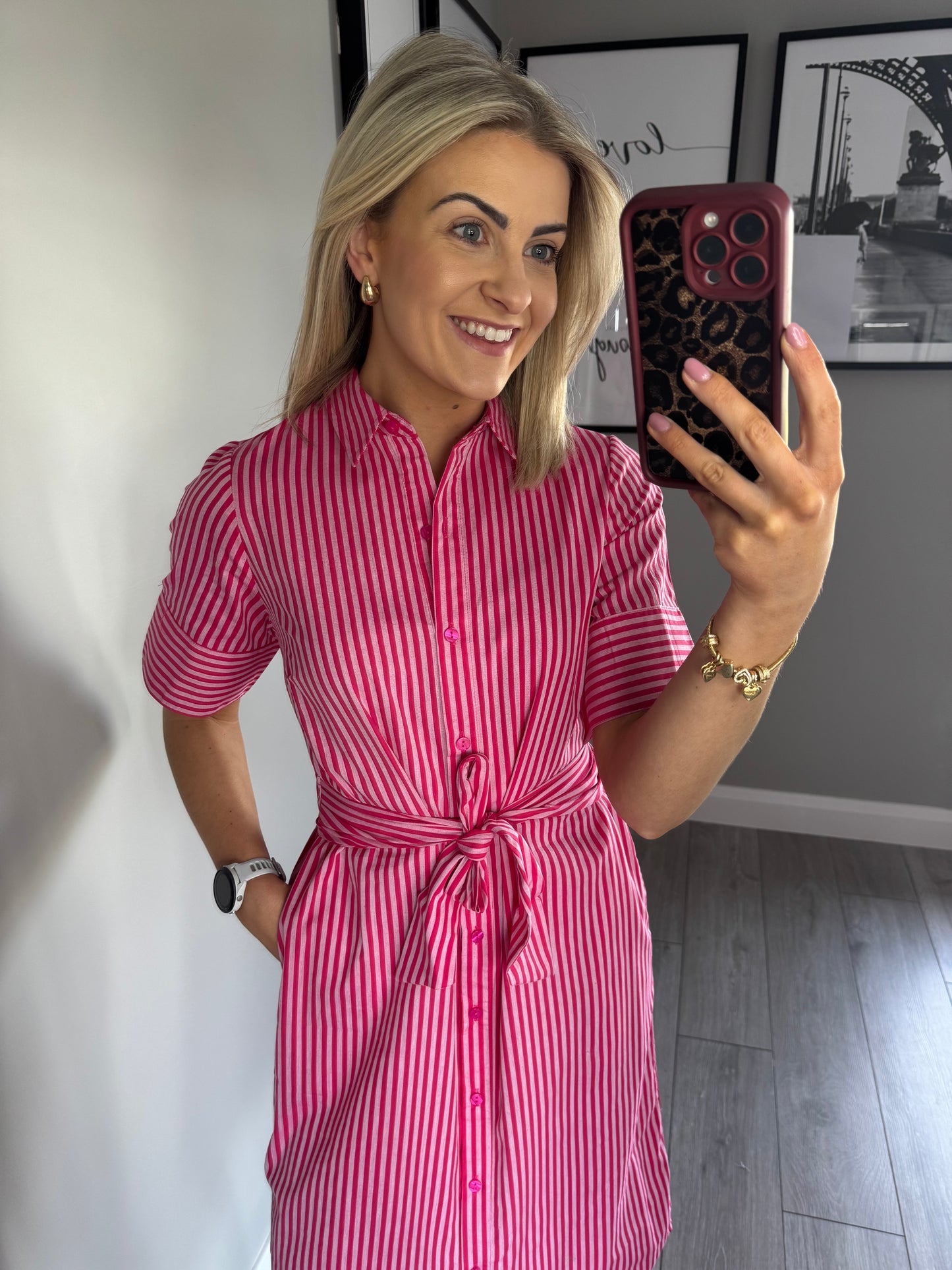 Rant & Rave Alicia Pink Shirt Dress