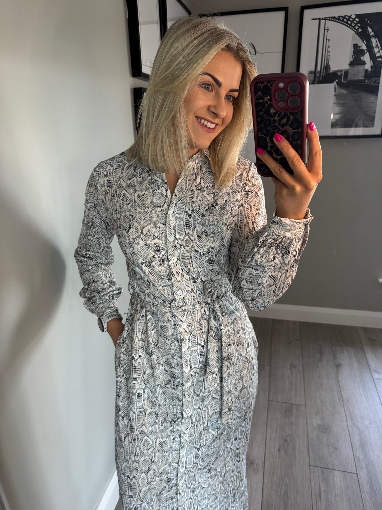 Yest Grey/Black Snake Shirt Dress